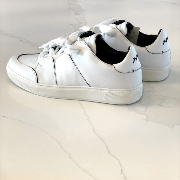 New $1150 Ermenegildo Zegna Couture's Tiziano white leather sneakers size 12 - Picture 13 of 14